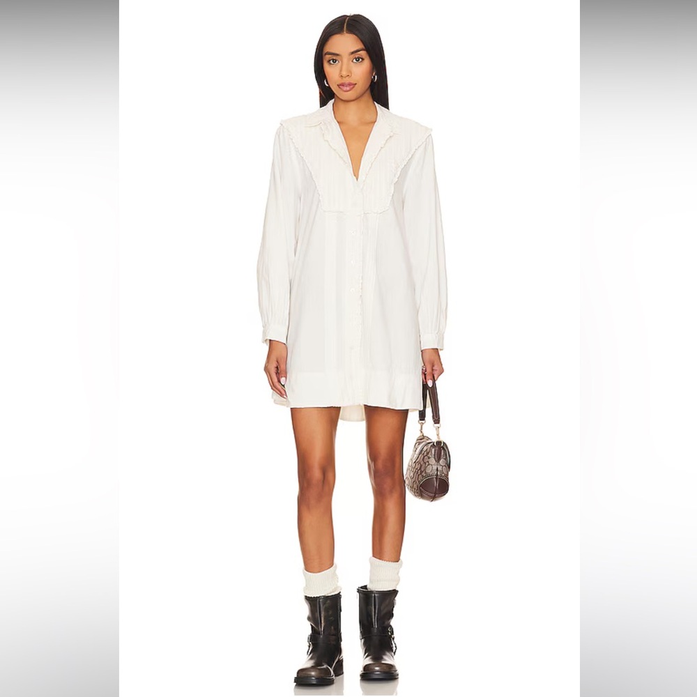 Free People Cheri Mini Dress in Optic White Small NWT